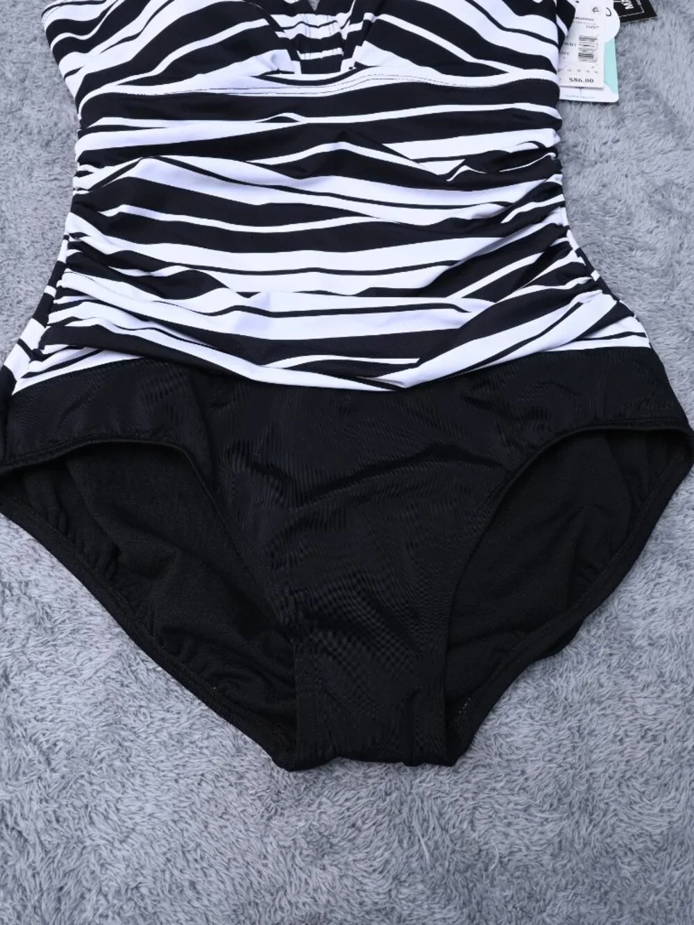 Swim Solutions Striped Tummy-Control Bust Support Swimsuit Women's Size 8 $86 - Picture 3 of 14